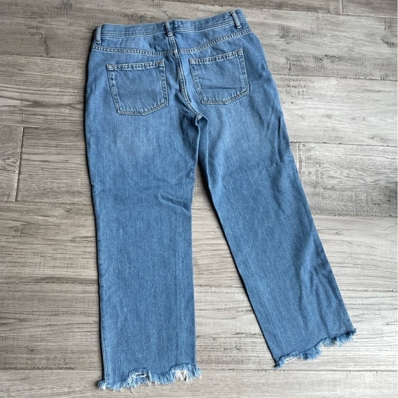 We The Free Oversized Wide Leg Jeans Frayed/Cropped Hem Medium Blue Cotton SZ 29 - Picture 2 of 13